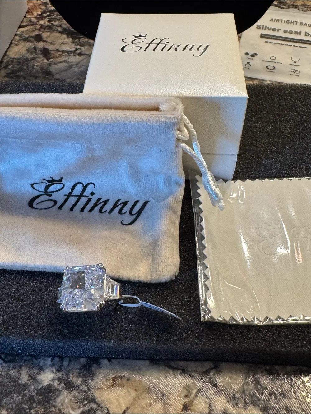 Silver-Tone Clear Crystal Statement Ring -